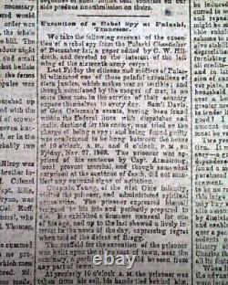VERY Rare Confederate Memphis Civil War 1863 Newspaper with Publisher on the Run