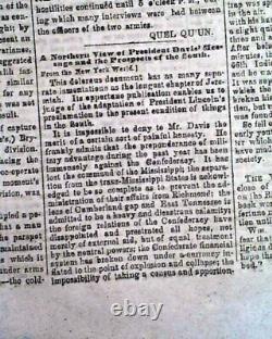 VERY Rare Confederate Memphis Civil War 1863 Newspaper with Publisher on the Run