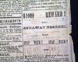 VERY Rare Confederate Memphis Civil War 1863 Newspaper with Publisher on the Run