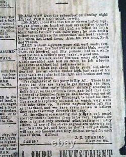 VERY Rare Confederate Memphis Civil War 1863 Newspaper with Publisher on the Run