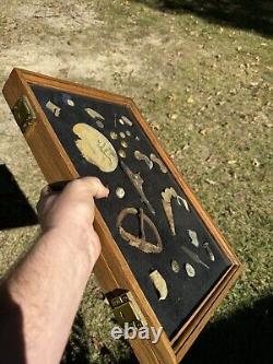 Very Nice Civil War And Other Related Relics Collection In A Glass Display Case