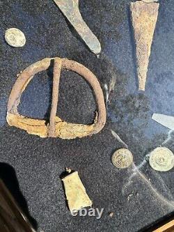 Very Nice Civil War And Other Related Relics Collection In A Glass Display Case