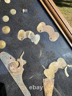 Very Nice Civil War And Other Related Relics Collection In A Glass Display Case