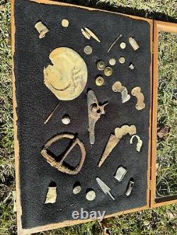 Very Nice Civil War And Other Related Relics Collection In A Glass Display Case
