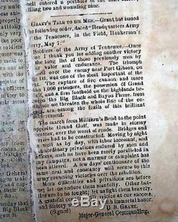 Very Rare & Famous WALLPAPER Vicksburg MS Mississippi 1863 Civil War Newspaper