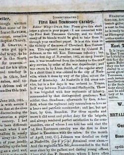 Very Rare Parson Brownlow Knoxville TN Tennessee Civil War Rebel 1864 Newspaper