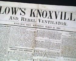 Very Rare Parson Brownlow Knoxville TN Tennessee Civil War Rebel 1865 Newspaper