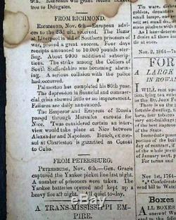 Very Rare SALISBURY NC North Carolina CONFEDERATE Civil War 1864 Old Newspaper