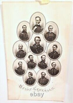 Vintage 1866 A. H. Ritchie Civil War Union Generals Lithographed Engraving Print