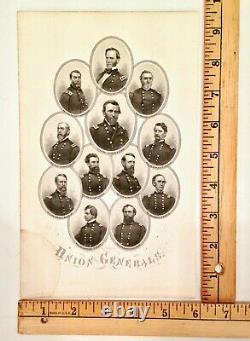 Vintage 1866 A. H. Ritchie Civil War Union Generals Lithographed Engraving Print