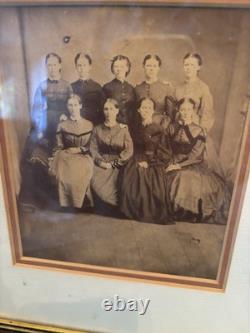 Vintage Antique Photograph Civil War Nine Daughters Framed WITH WRITTEN HISTORY