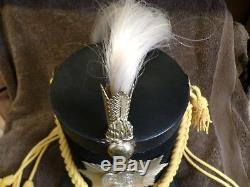 Vintage Civil War Era SHAKO Parade Hat with Horse Hair Plume and Eagle Attach