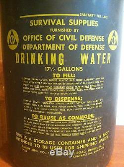 Vintage Cold War Relic Office of Civil Defense Metal Drinking Water Drum Barrel