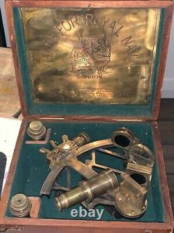 Vintage Royal Navy Nautical Sextant (by Henry Hughes Son Ltd. London)