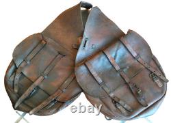WWI Era Pattern M1904 US Calvary Dark Leather Saddle Bags US Stamp