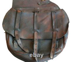 WWI Era Pattern M1904 US Calvary Dark Leather Saddle Bags US Stamp