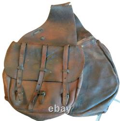 WWI Era Pattern M1904 US Calvary Dark Leather Saddle Bags US Stamp
