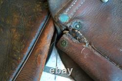 WWI Era Pattern M1904 US Calvary Dark Leather Saddle Bags US Stamp