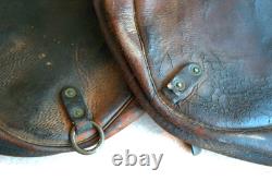 WWI Era Pattern M1904 US Calvary Dark Leather Saddle Bags US Stamp