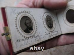 Wonderful RARE, FULL Gem Size Tintype Album, Civil War, IDENTIFIED, Damon Clough