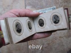 Wonderful RARE, FULL Gem Size Tintype Album, Civil War, IDENTIFIED, Damon Clough
