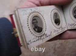 Wonderful RARE, FULL Gem Size Tintype Album, Civil War, IDENTIFIED, Damon Clough