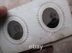 Wonderful RARE, FULL Gem Size Tintype Album, Civil War, IDENTIFIED, Damon Clough