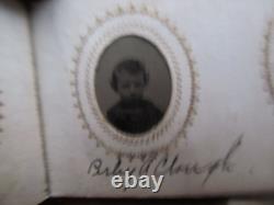 Wonderful RARE, FULL Gem Size Tintype Album, Civil War, IDENTIFIED, Damon Clough