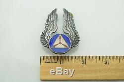 World War II Sterling Silver Large Enamel Officer Civil Air Pilot CAP Wings Pin