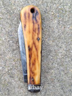 Wostenholm IXL USN Navy Civil War stag handle folding navy knife 1870s Horn bone