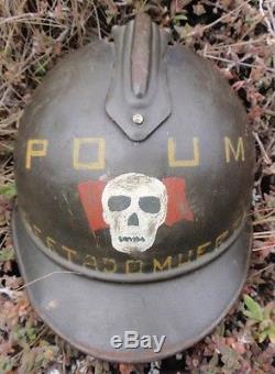 Ww I Italian Adrian M 15 Spanish CIVIL War Poum Libertad O Muerte Helmet