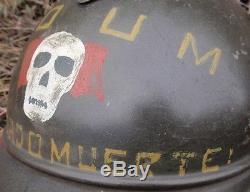 Ww I Italian Adrian M 15 Spanish CIVIL War Poum Libertad O Muerte Helmet