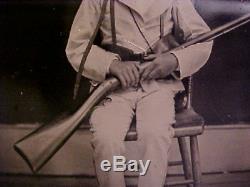 YOUNG Confederate withRifle, Odd Holsters, Early Kepi, Civil War 1/6 Tintype Photo